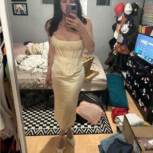 House of CB ivory corset midi dress